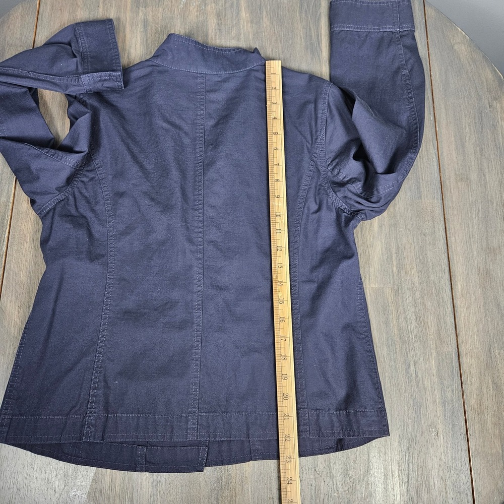J Jill Womens MP Moto Jacket‎ Linen Blend Asym Zip Lightweight Blue Gray Petite - Picture 9 of 10